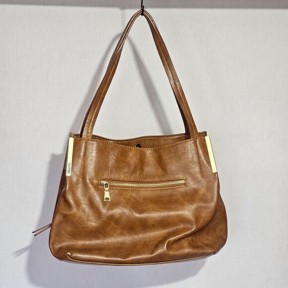 Madison West Vintage Camel Brown Faux Leather Handbag Purse Boho Cottagecore - Picture 6 of 16